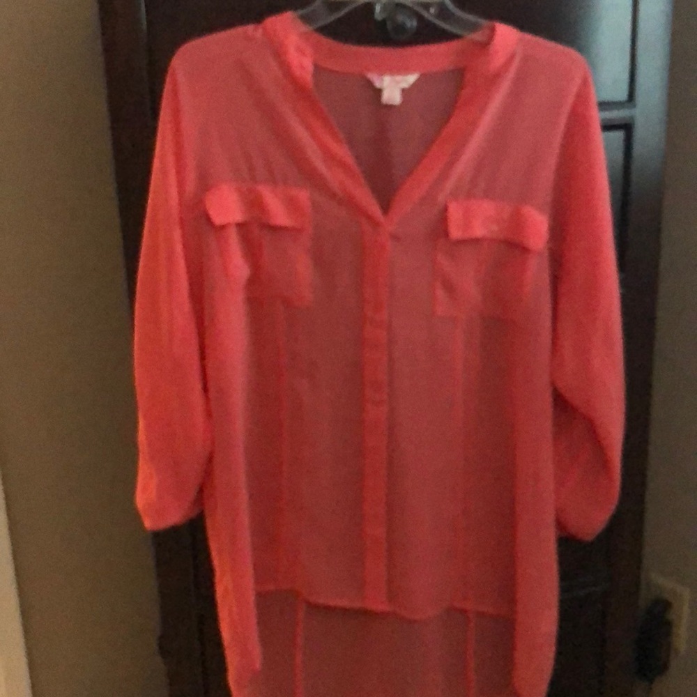 Gorgeous sheer coral color blouse